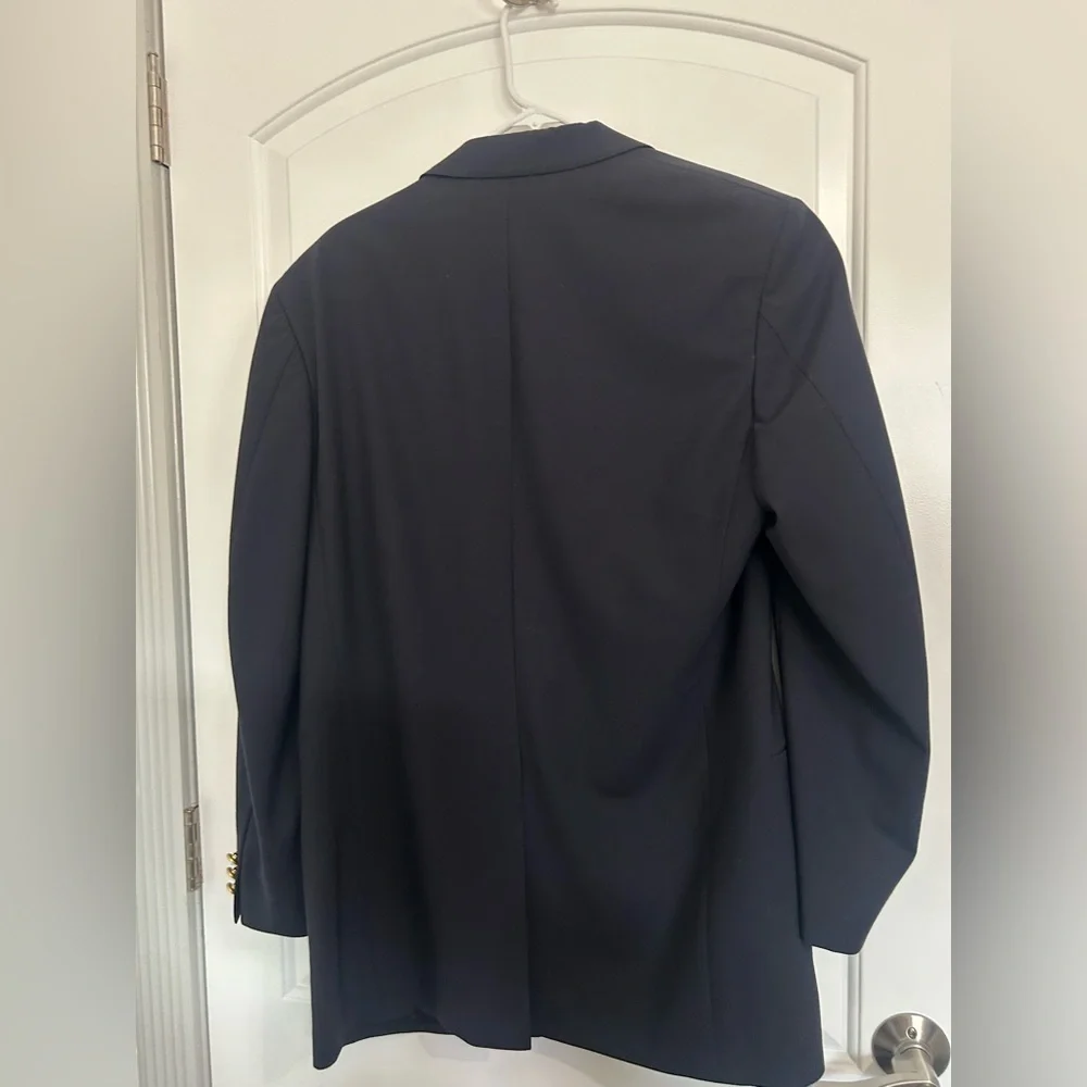 Brooks Brothers Blue Wool Coat Jacket Blazer Gold Buttons size 41L preppy work